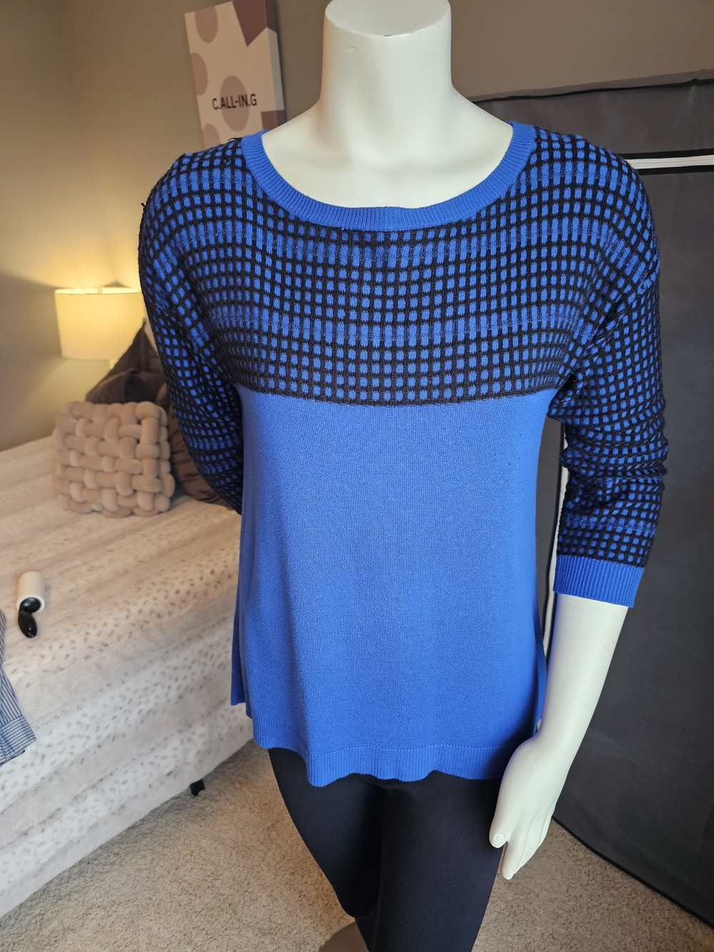 Cable & Gauge Royal Blue Knit Top with Black Label